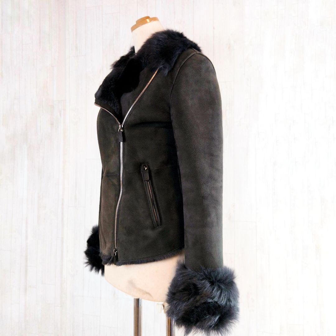 美品☆ アルマーニ ファー付き スエード ムートン ダブルライダースジャケット