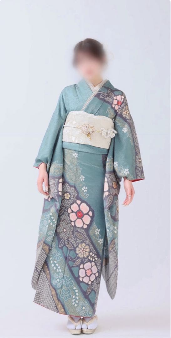 【Lemon】振袖フルセット 鶯色(緑系) 極上絞り 成人式