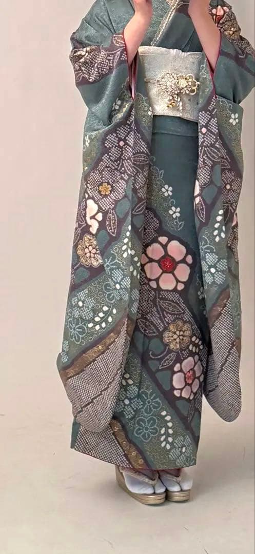 【Lemon】振袖フルセット 鶯色(緑系) 極上絞り 成人式