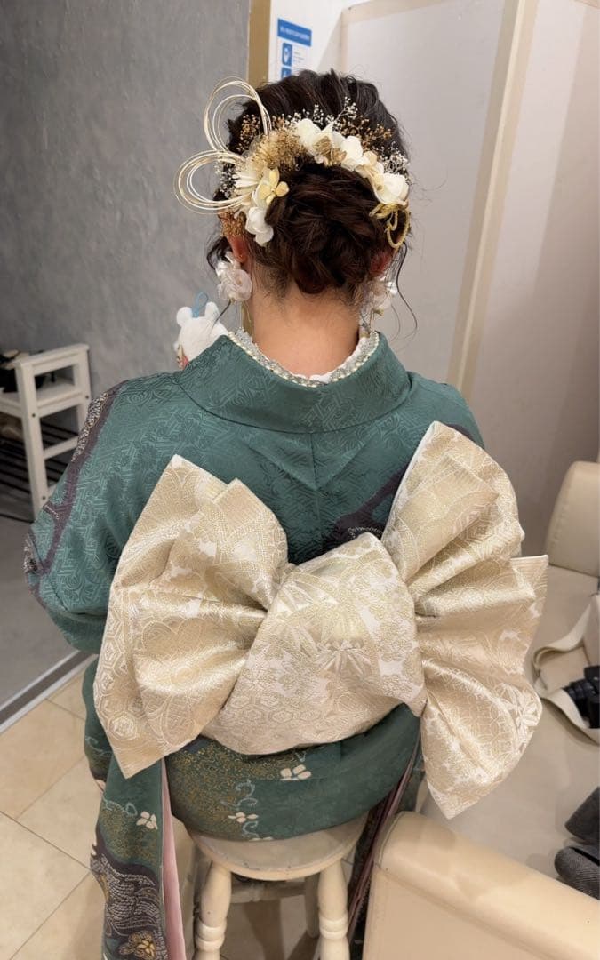 【Lemon】振袖フルセット 鶯色(緑系) 極上絞り 成人式