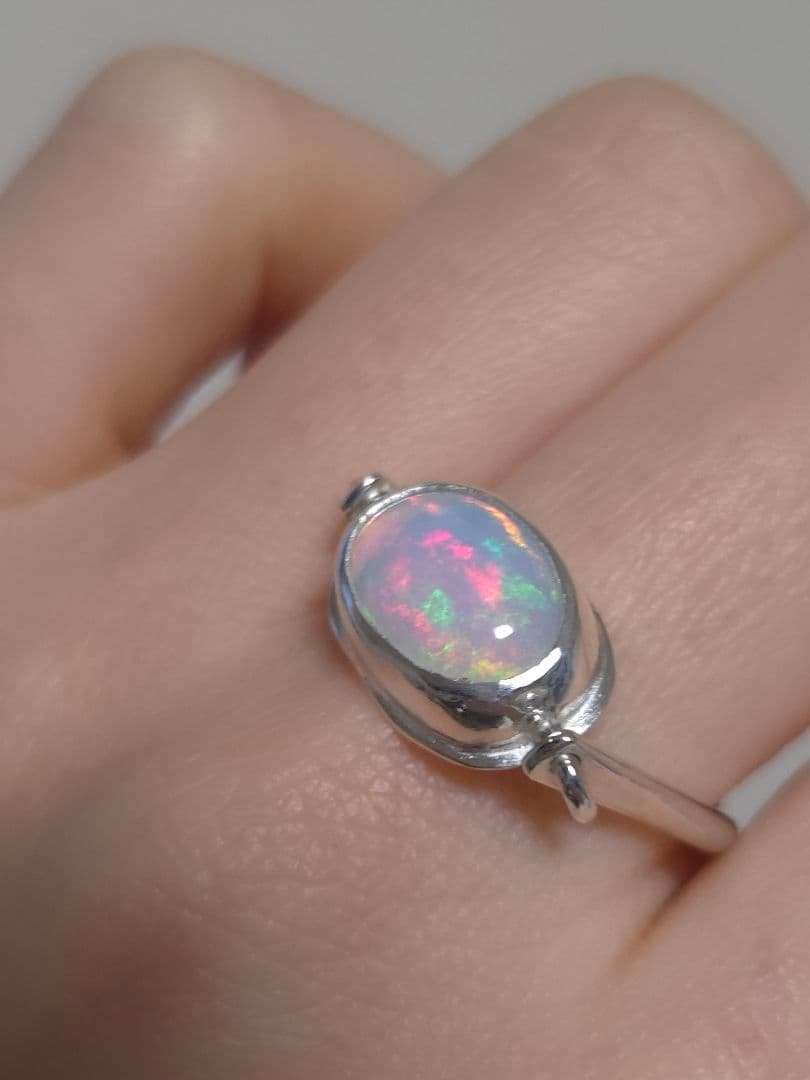ハンドメイドリング　オパール　シルバー　14号