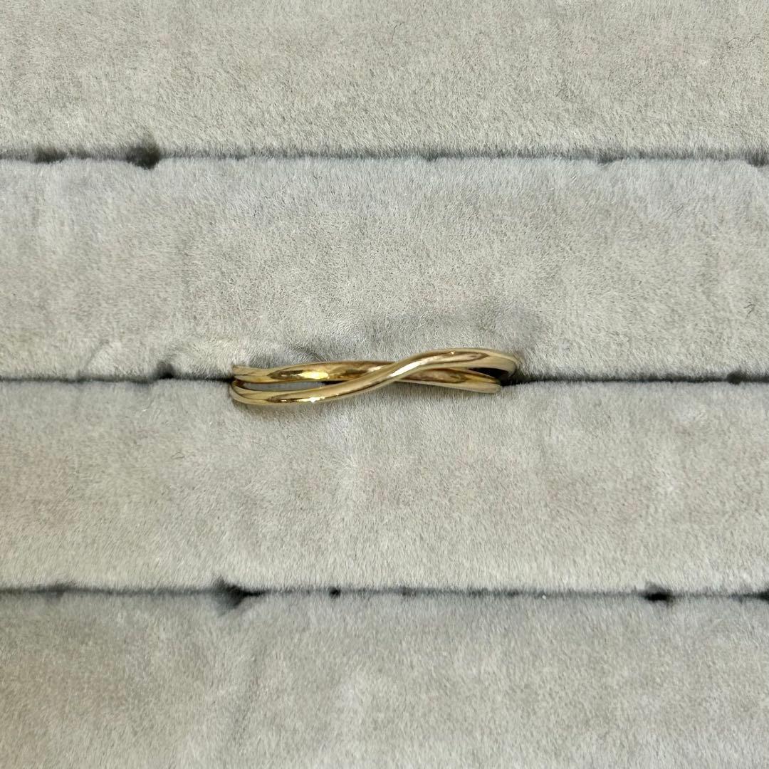 ete レイヤードクロスリング　K10 ゴールド