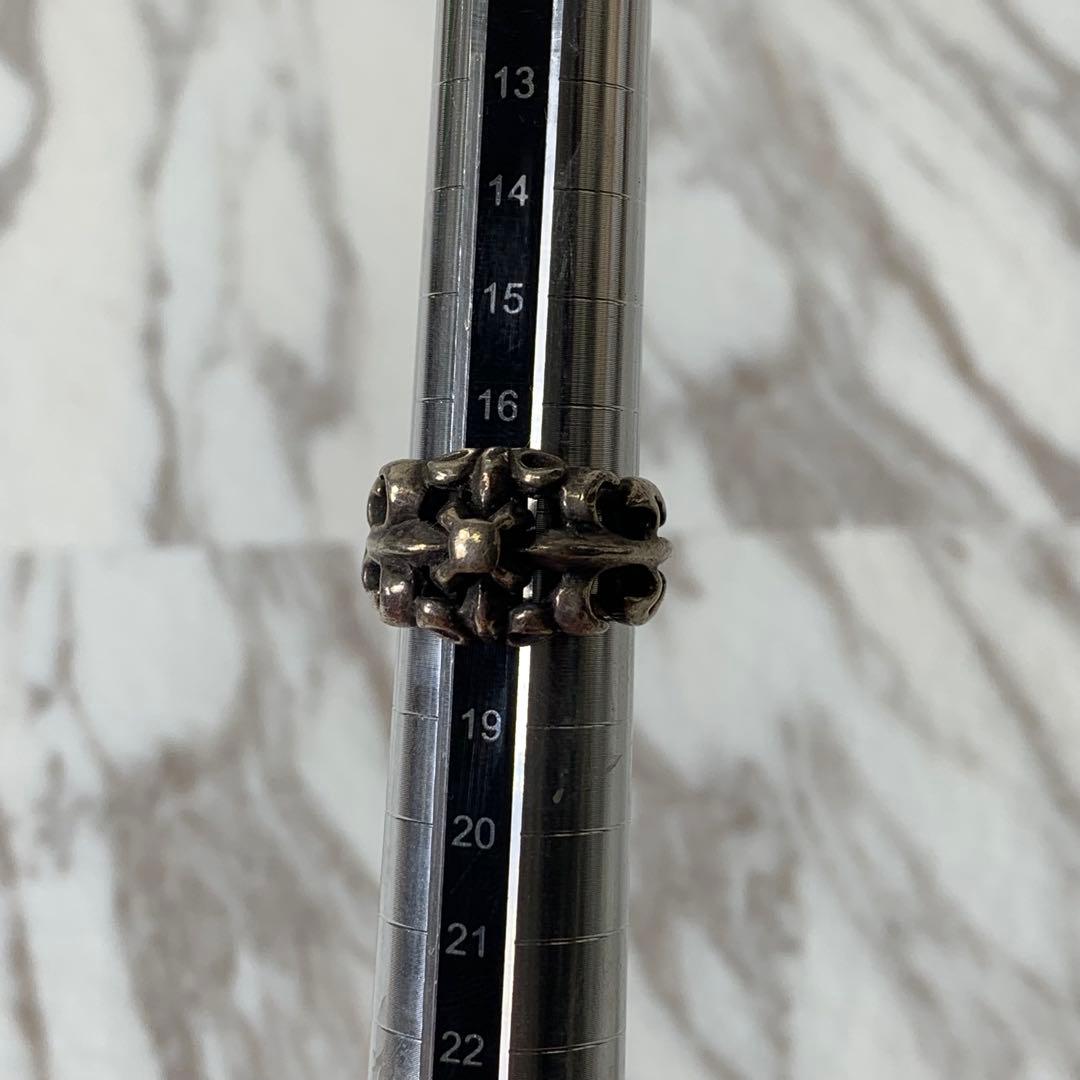 90s A&G フレアリング シルバー925 刻印 クロス 存在感 指輪 17号