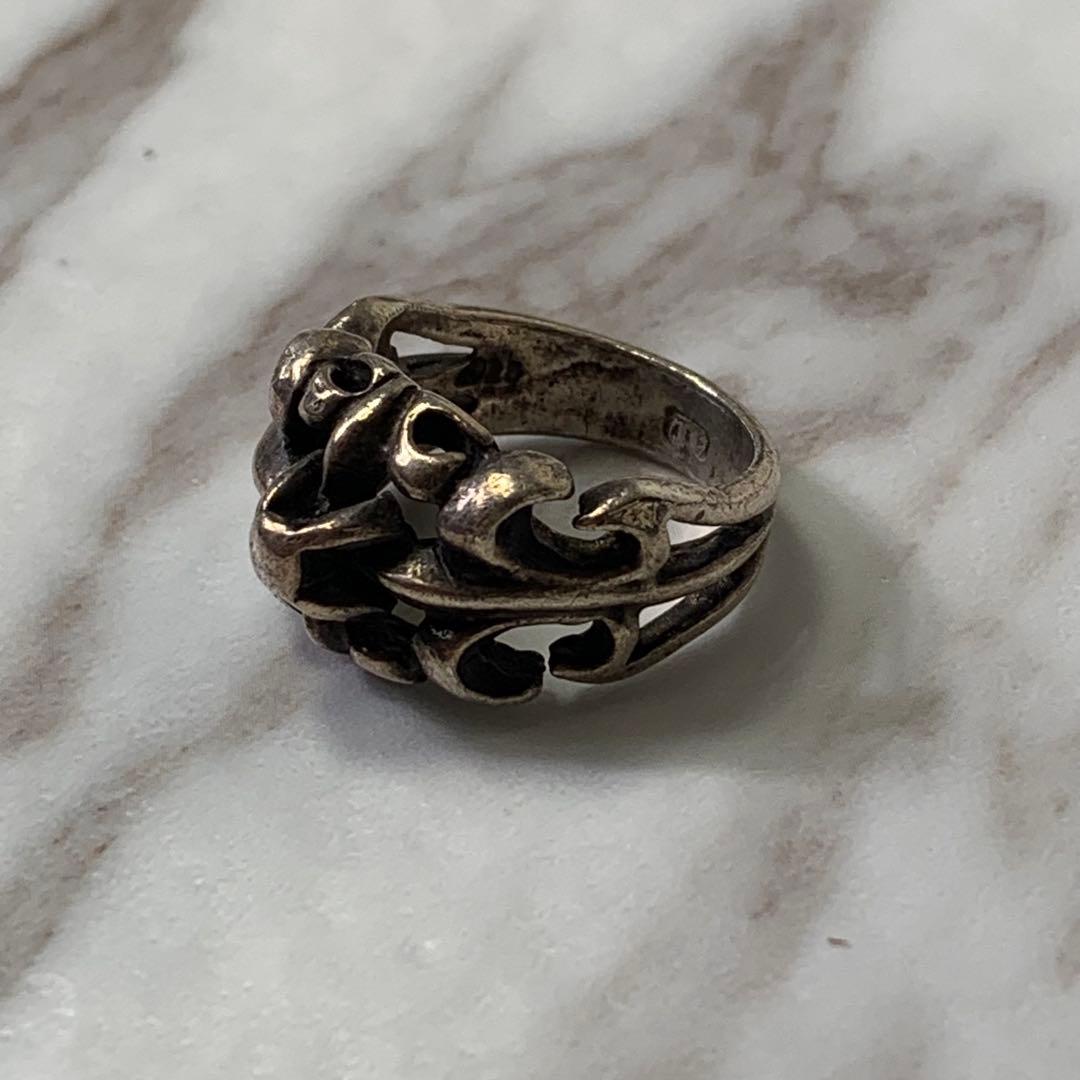 90s A&G フレアリング シルバー925 刻印 クロス 存在感 指輪 17号