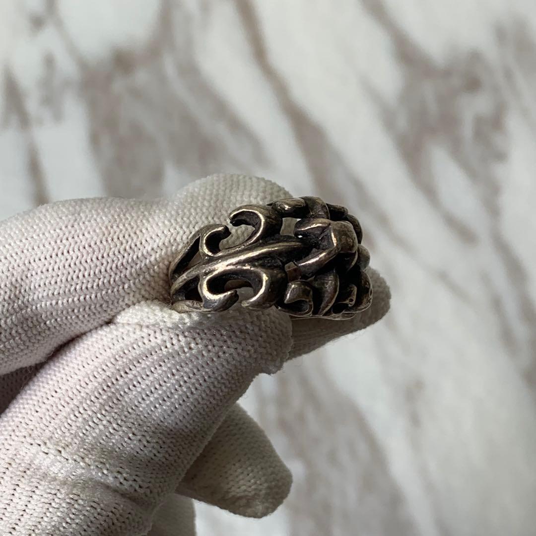 90s A&G フレアリング シルバー925 刻印 クロス 存在感 指輪 17号