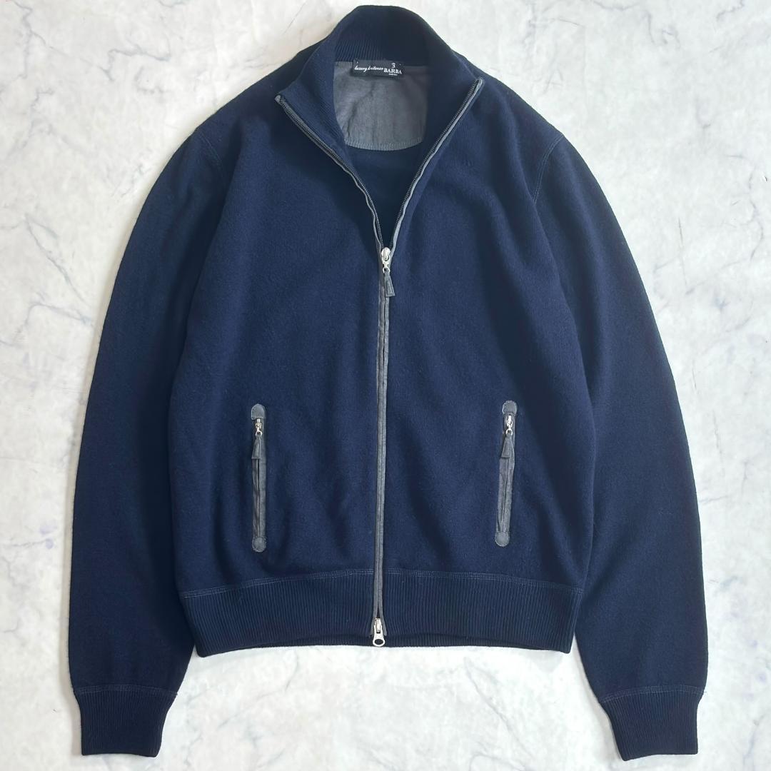 バルバ カシミヤ100% ドライバーズニット エルボーパッチ カーディガン d9
