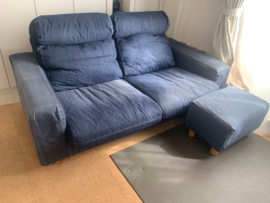 無印良品　2シーター　デニム　ソファ　ワイドアーム　ソファ