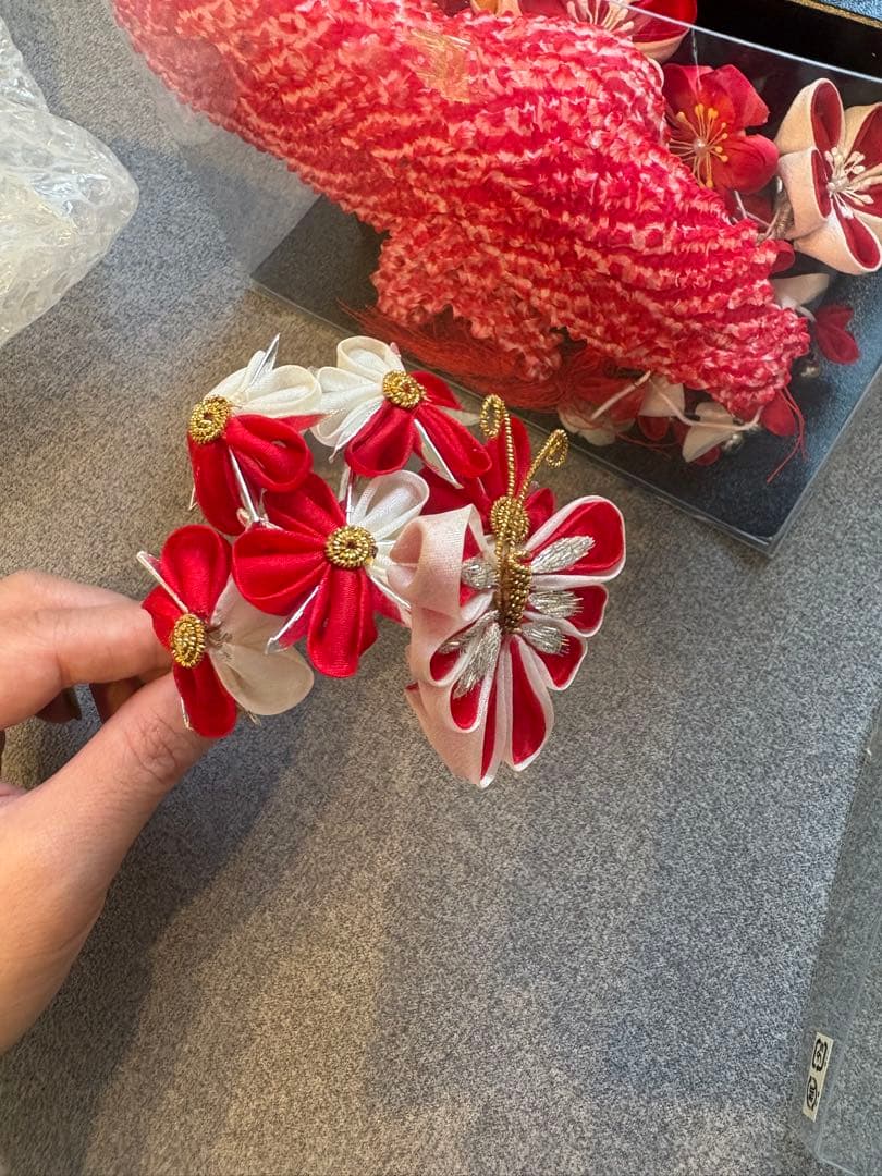 【美品　総絞り】7歳向け・正絹・総絞りのお着物セット　七五三　クリーニング済