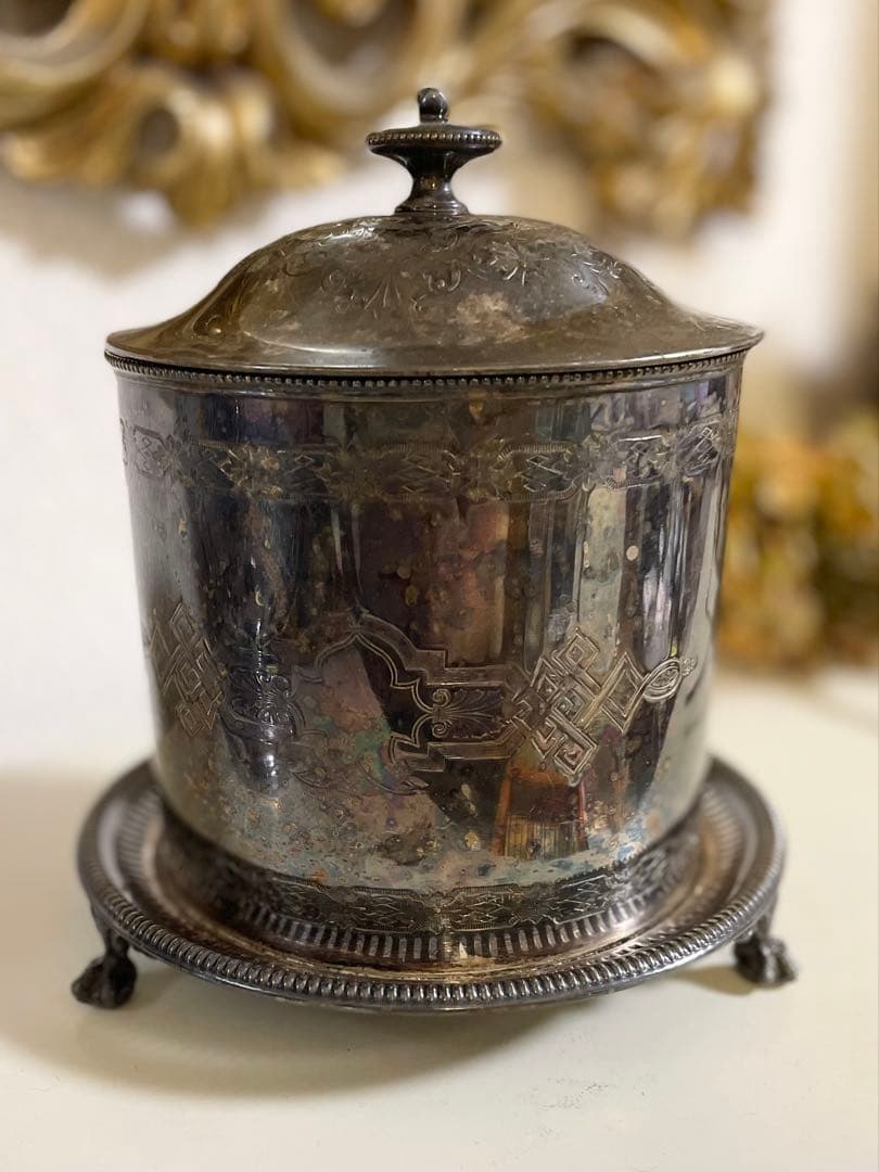 ❣️希少✨イギリスシルバープレートビスケットバレルボックス