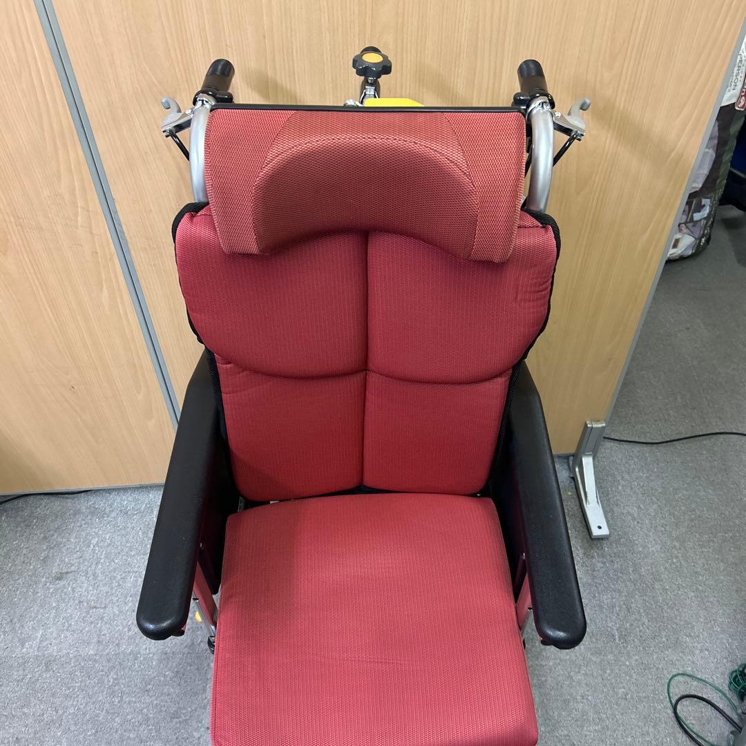 オアシス 介助型　車椅子 赤 CS-12TRS　リクライニング