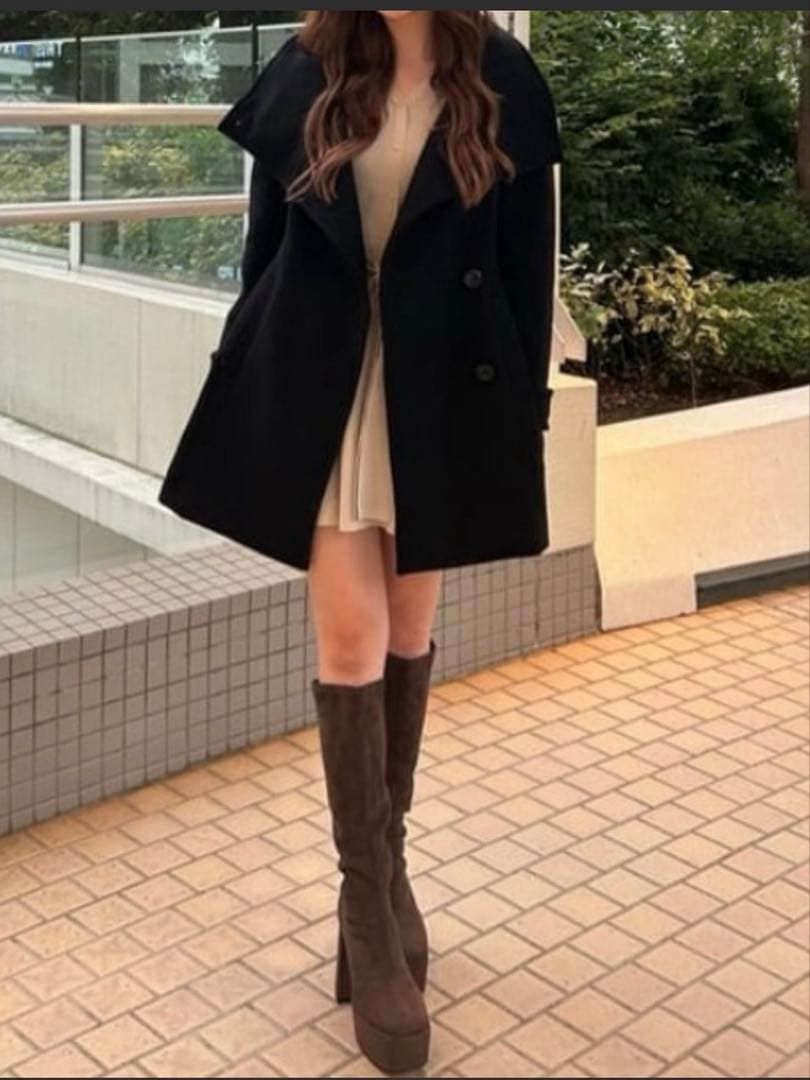 rienda オーバーネックシンデレラインミニコート