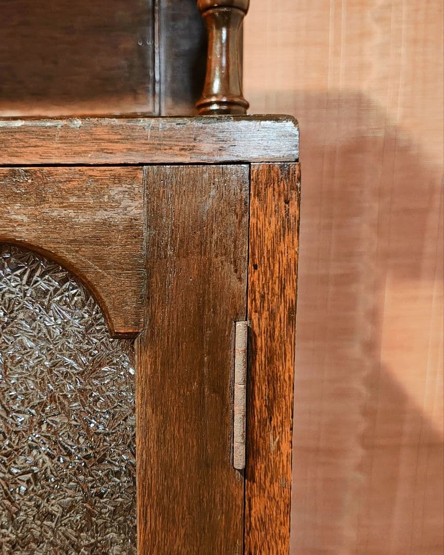 ガラス棚　本棚　キャビネット　ダイヤガラス　古家具　昭和レトロ