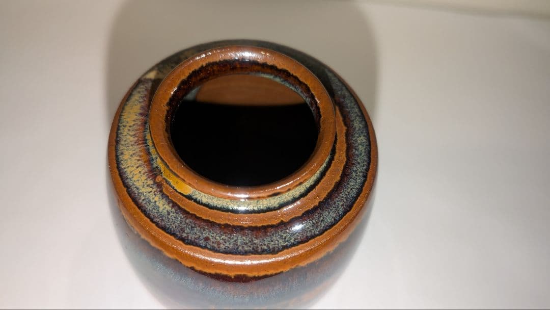 『鬼丸祐輔』高取焼茶入　雪山窯　二代『鬼丸碧山』茶道具　仕覆共箱西陣織龍爪金襴