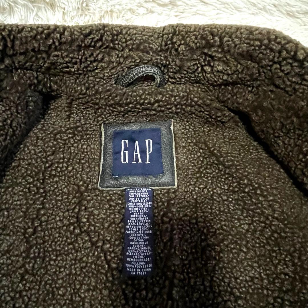 希少 old gap 襟ボア レザー ジャケット Ｌ相当　カーコート フェード
