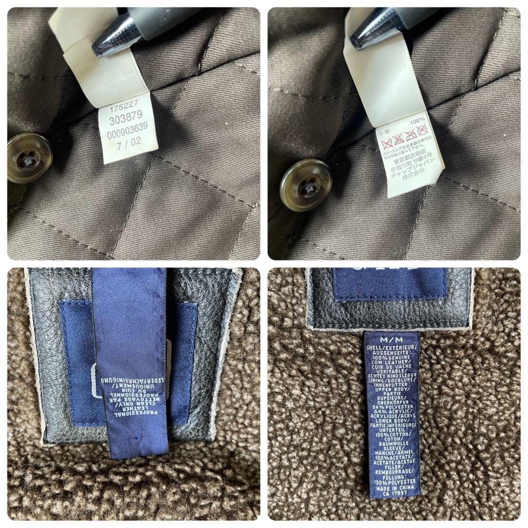 希少 old gap 襟ボア レザー ジャケット Ｌ相当　カーコート フェード