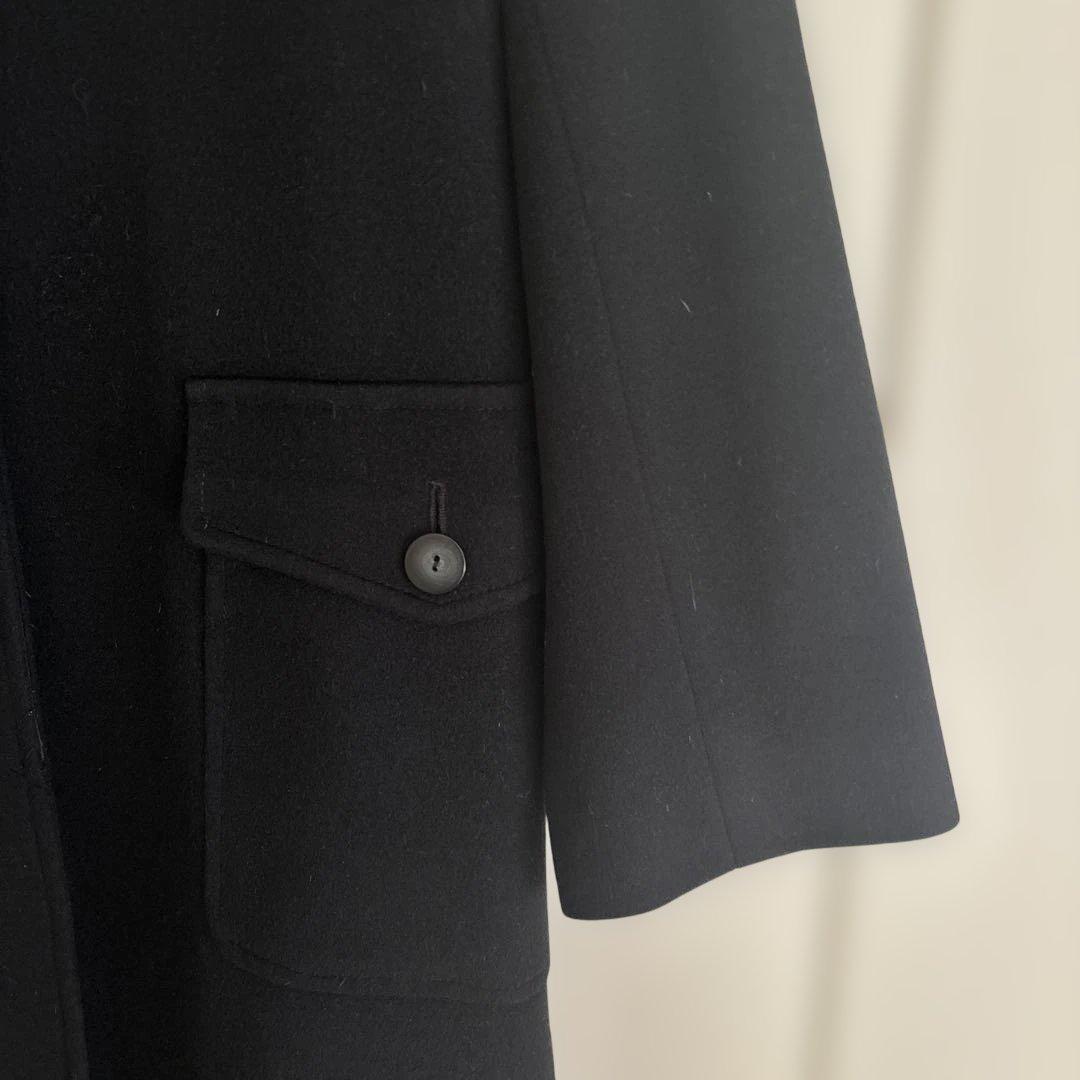 カシミヤ100%★フード付き ブラックロングコート★★