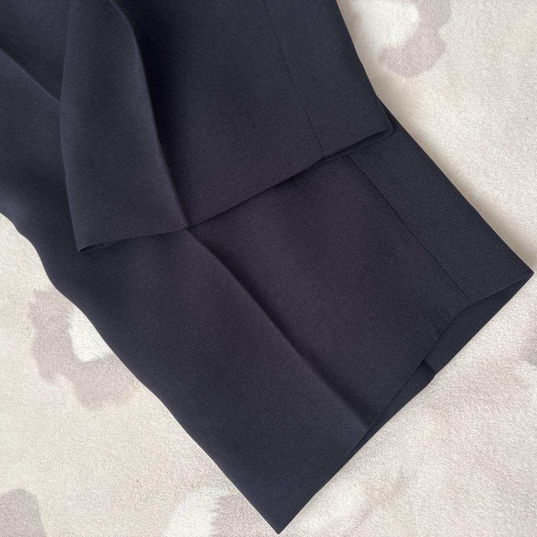 プラステ　パンツスーツ　大きいサイズ　ネイビー　ノーカラー　セットアップ