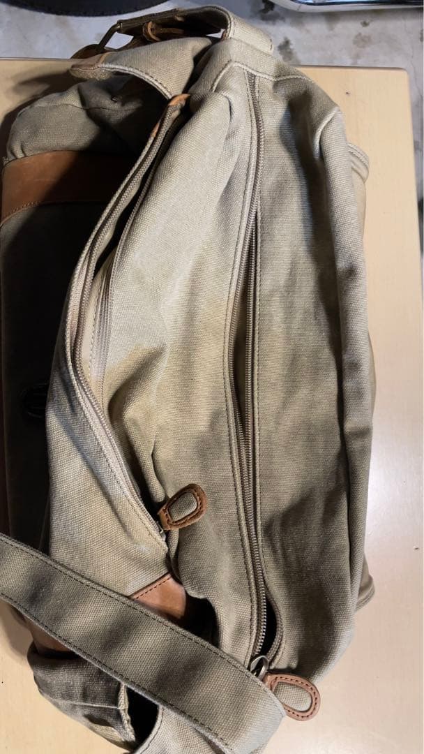 LLbean ベージュ キャンバス レザー メッセンジャーバッグ