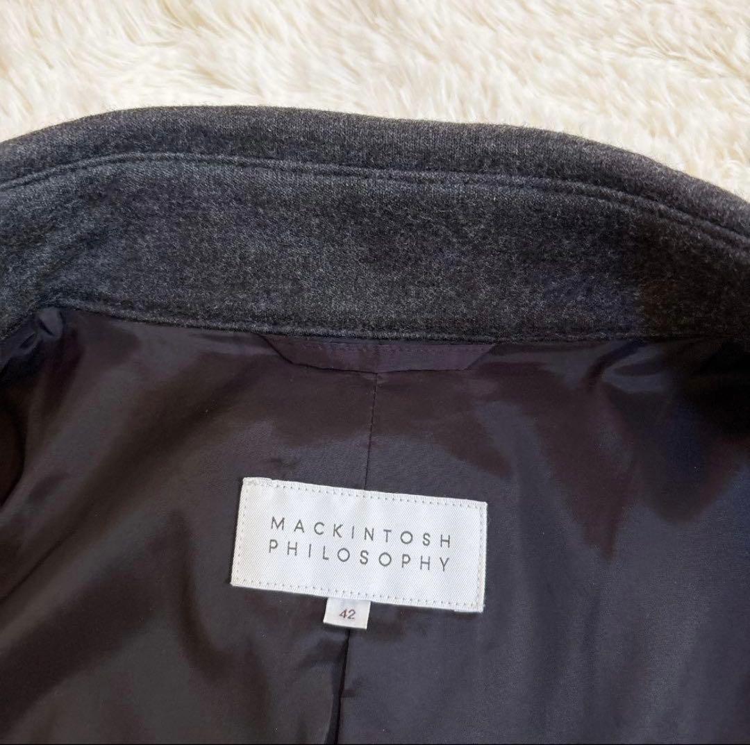 マッキントッシュ ステンカラーコート ダークグレー　ウール100% 42