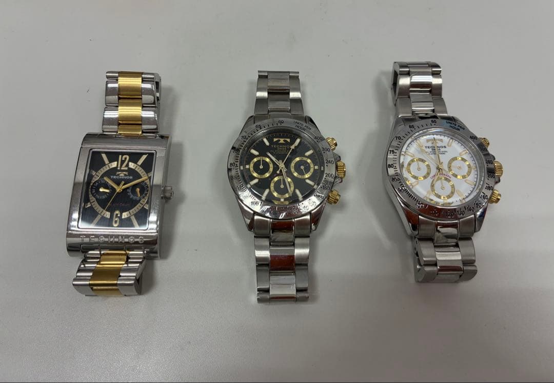 TECNOS クロノグラフ腕時計 他　3点セット