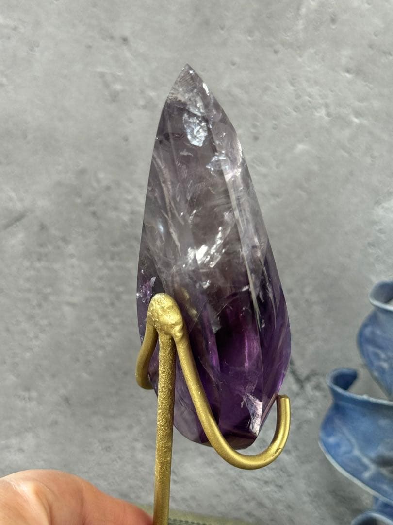 アメジストファントム　ドロップ　涙型　置物 スタンド付き