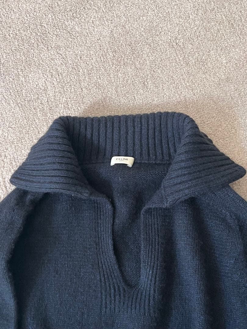 CELINE セリーヌ　カシミヤニット　ネイビーM ※補修箇所あり　エディ