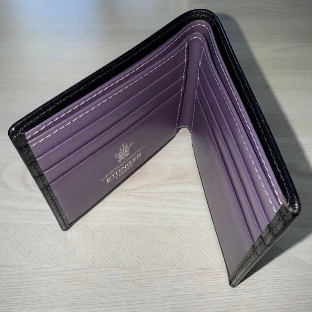 ETTINGER 二つ折り財布 紫色 レザー