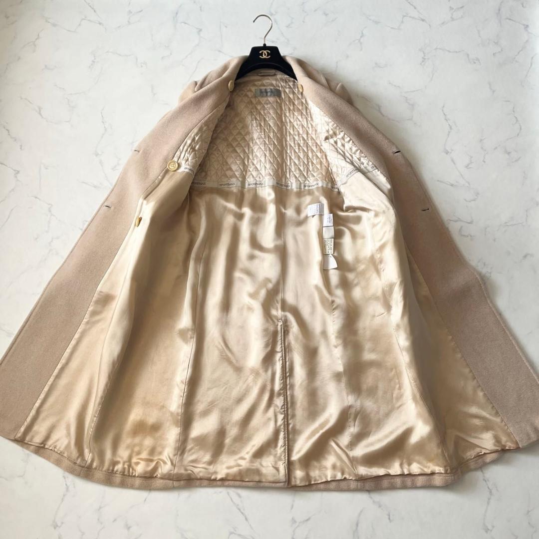 スポーツマックス アンゴラ カシミヤ ダブル チェスターコート ベージュ L