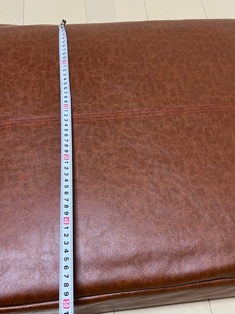 スチールフレーム3人掛ソファ　ブラウン合成皮革　座面・背面3個セット