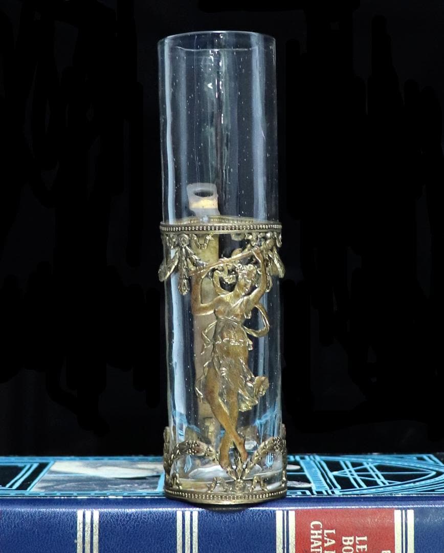 オールド・バカラ 超稀少 1880年 ブロンズ装飾 女神図 花瓶 アンティーク