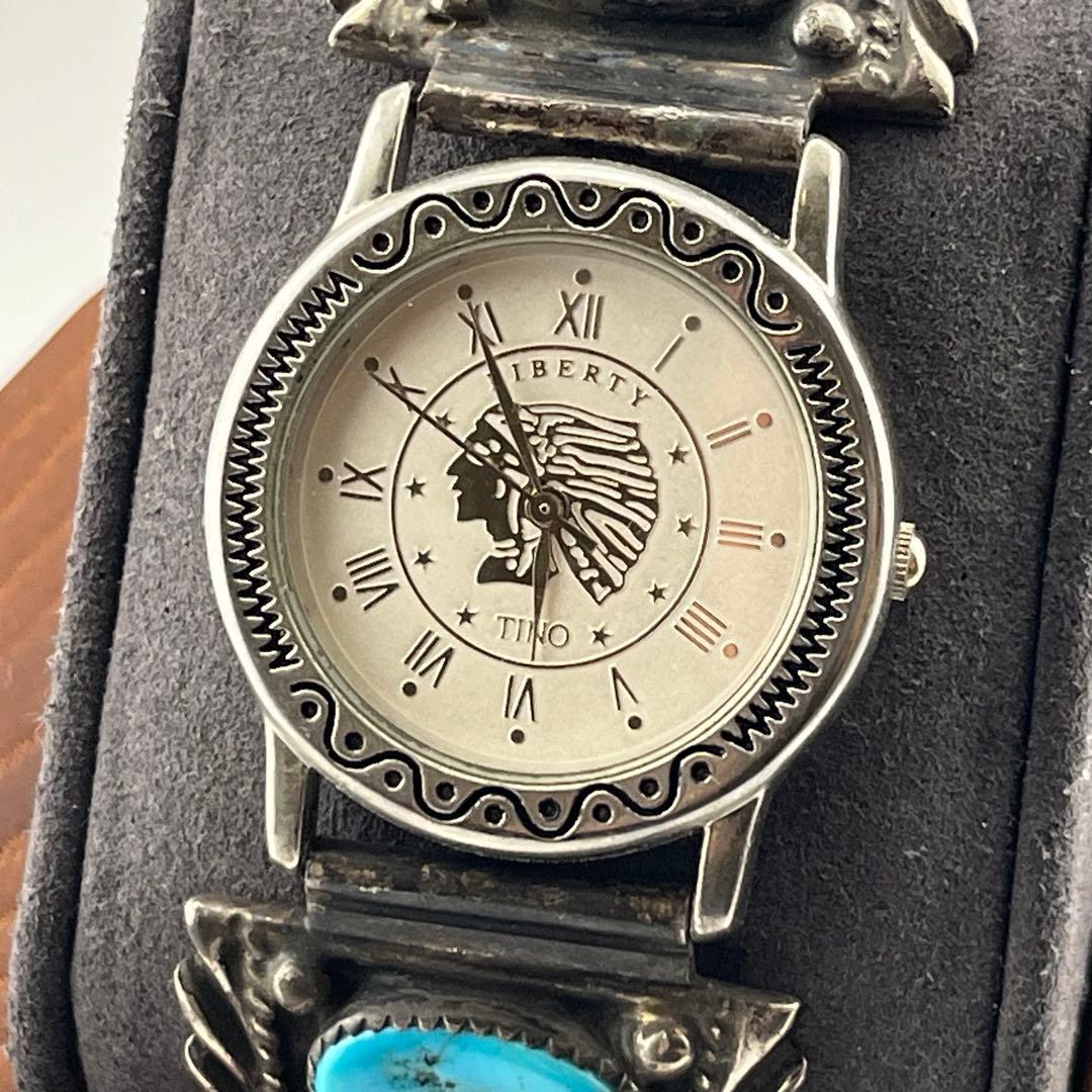 【希少】　インディアンジュエリー　時計　クォーツ　925 ターコイズ