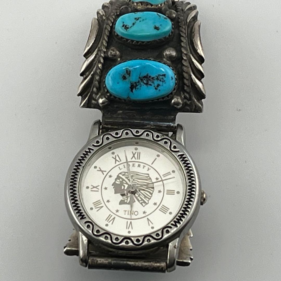 【希少】　インディアンジュエリー　時計　クォーツ　925 ターコイズ