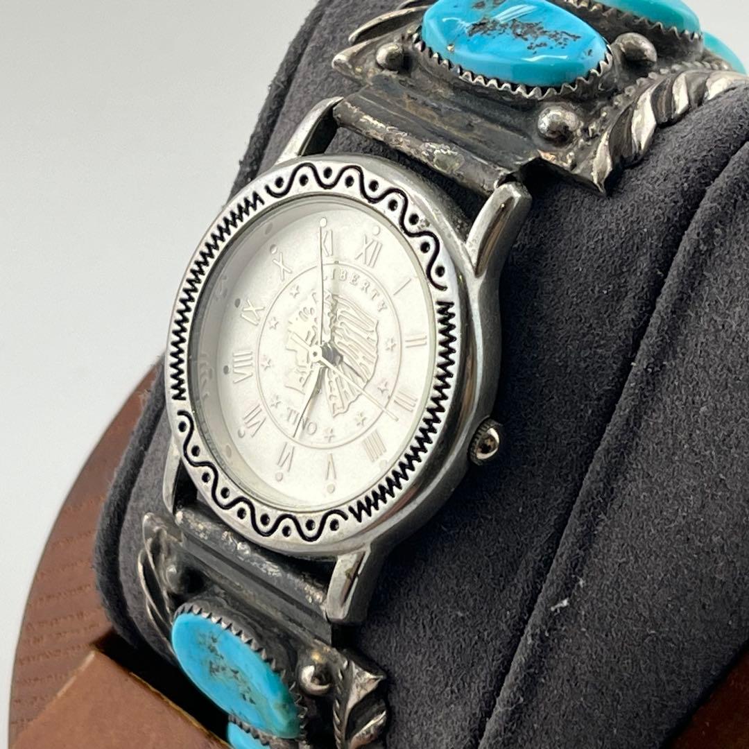 【希少】　インディアンジュエリー　時計　クォーツ　925 ターコイズ