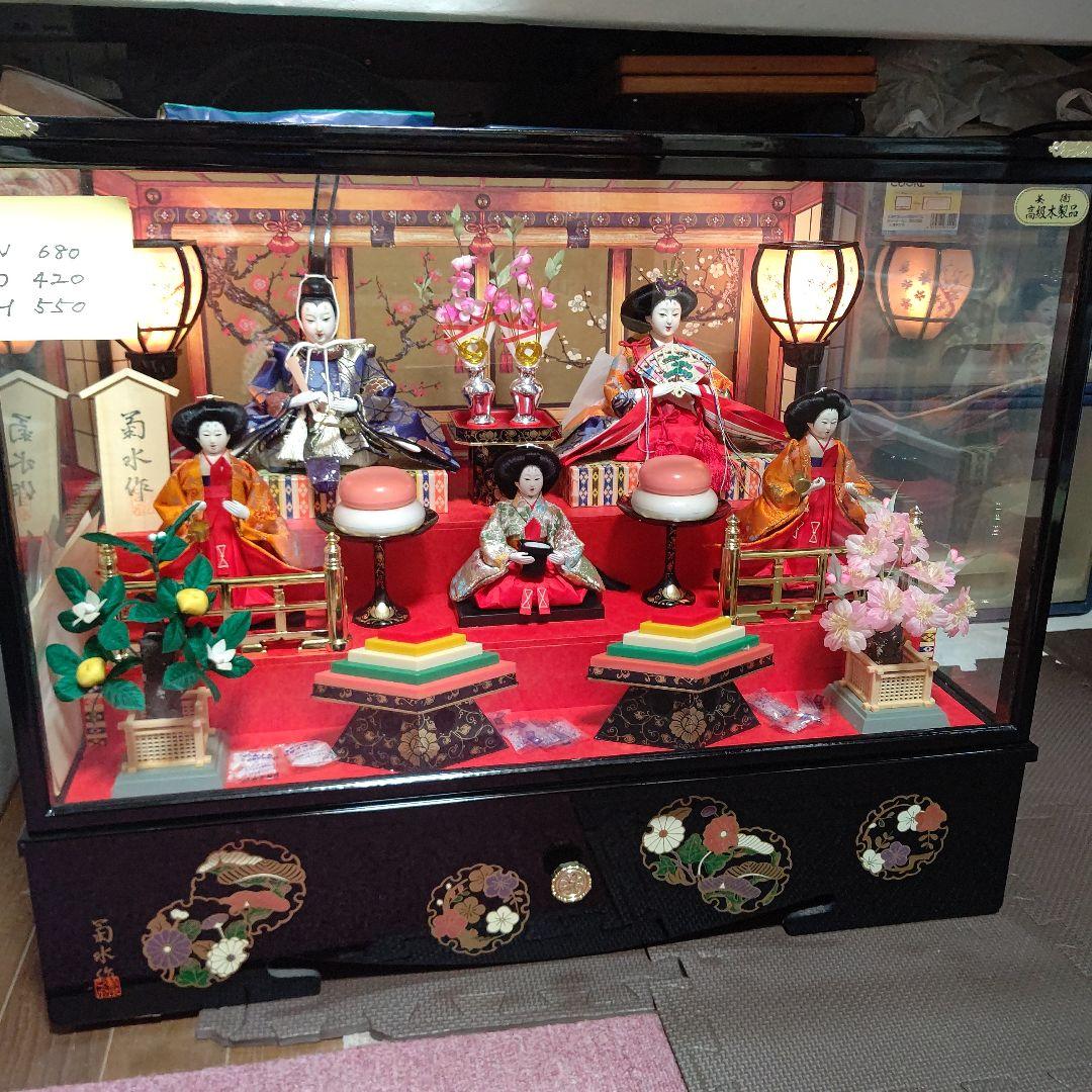 ひな祭り ガラスケース入りひな人形セット