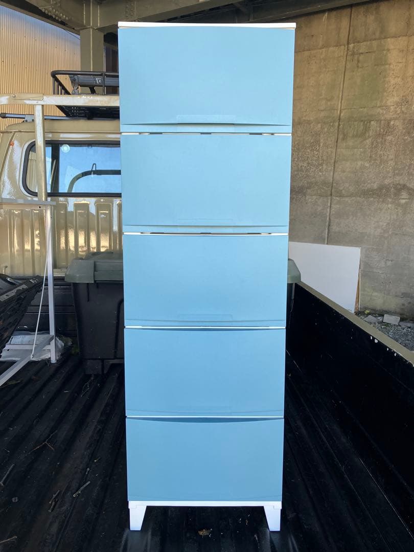 美品⭐︎水色プラスチック製5段チェスト