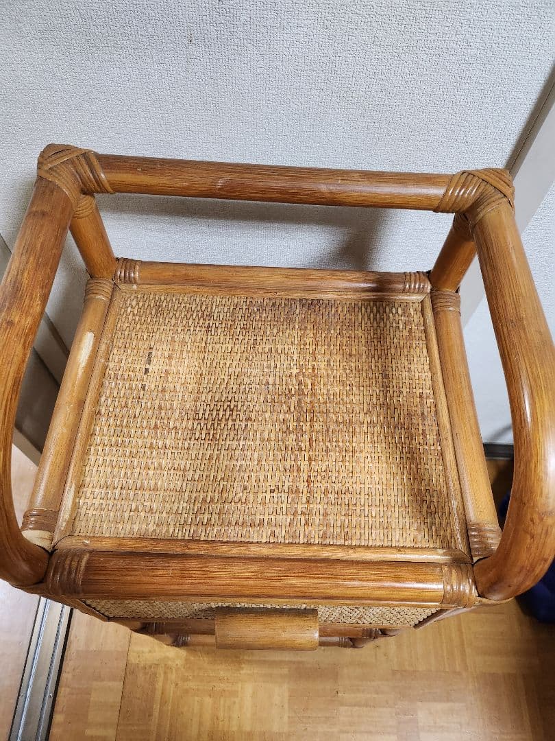 ラタン　引き出しつき電話台