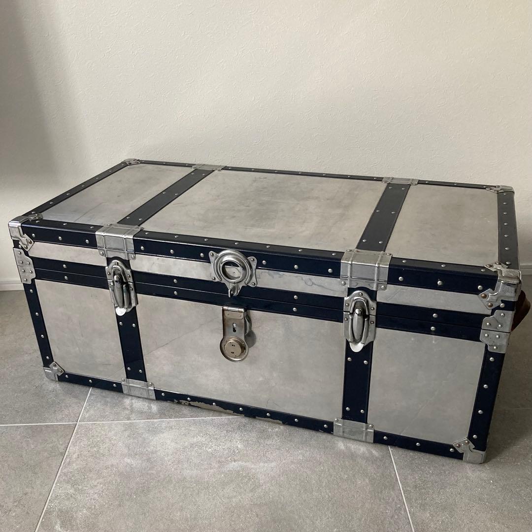 ヴィンテージ 大型トランク 船舶トランク インダストリアル 収納 ローテーブル