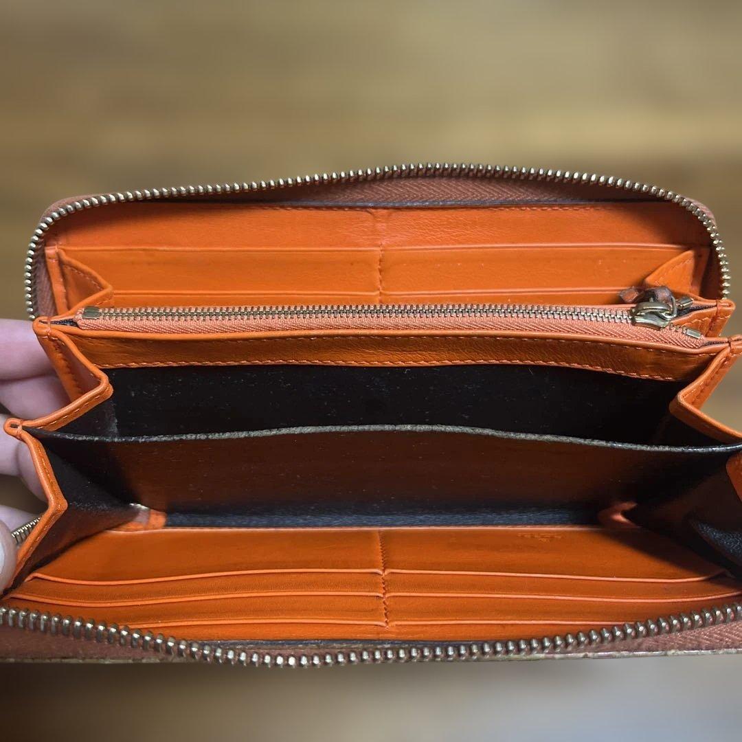 美品！グッチ 長財布 パイソン バンブー チャーム タッセル オレンジ