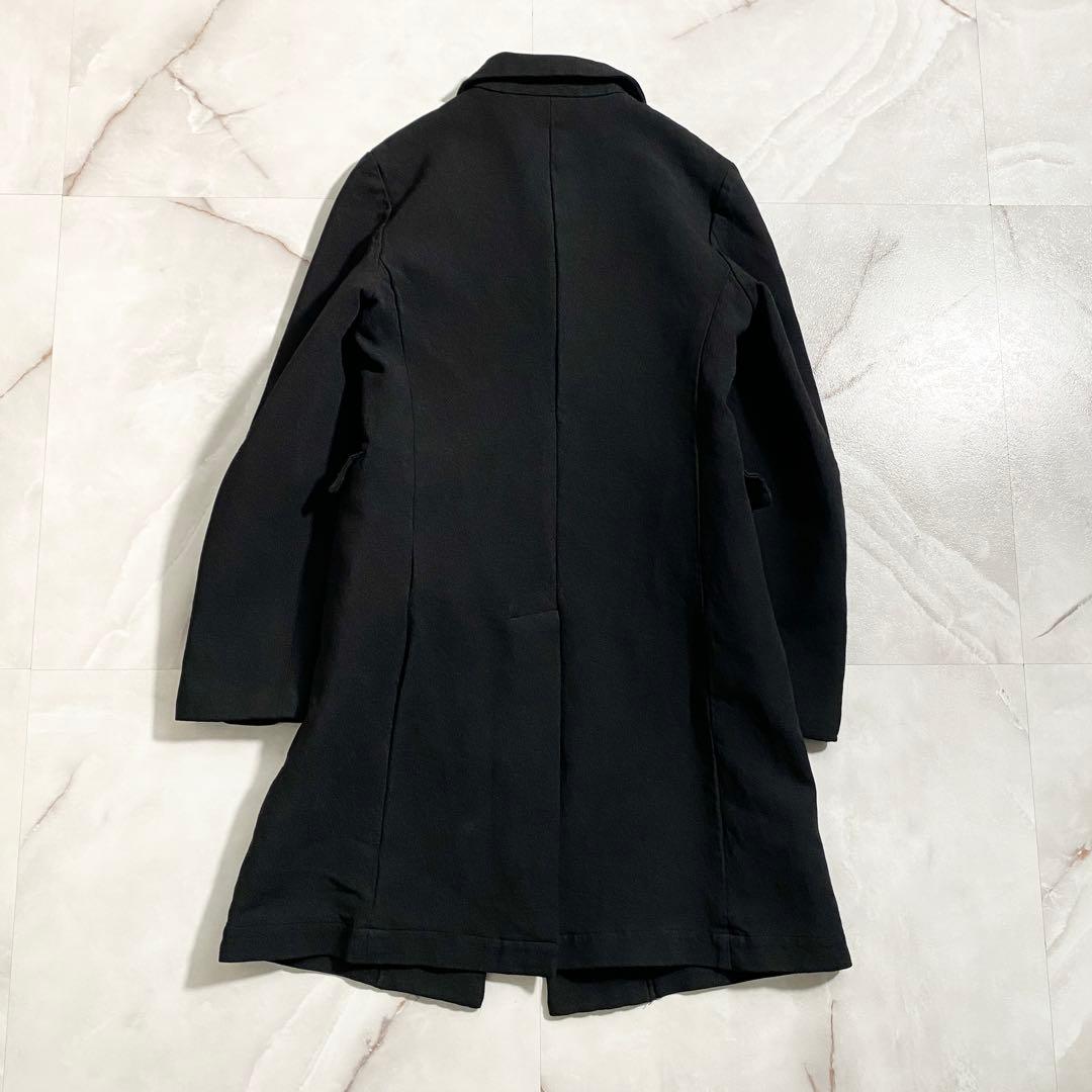 B17881 美品 コムコム 17AW ポリ縮絨ロングジャケット 黒 XS