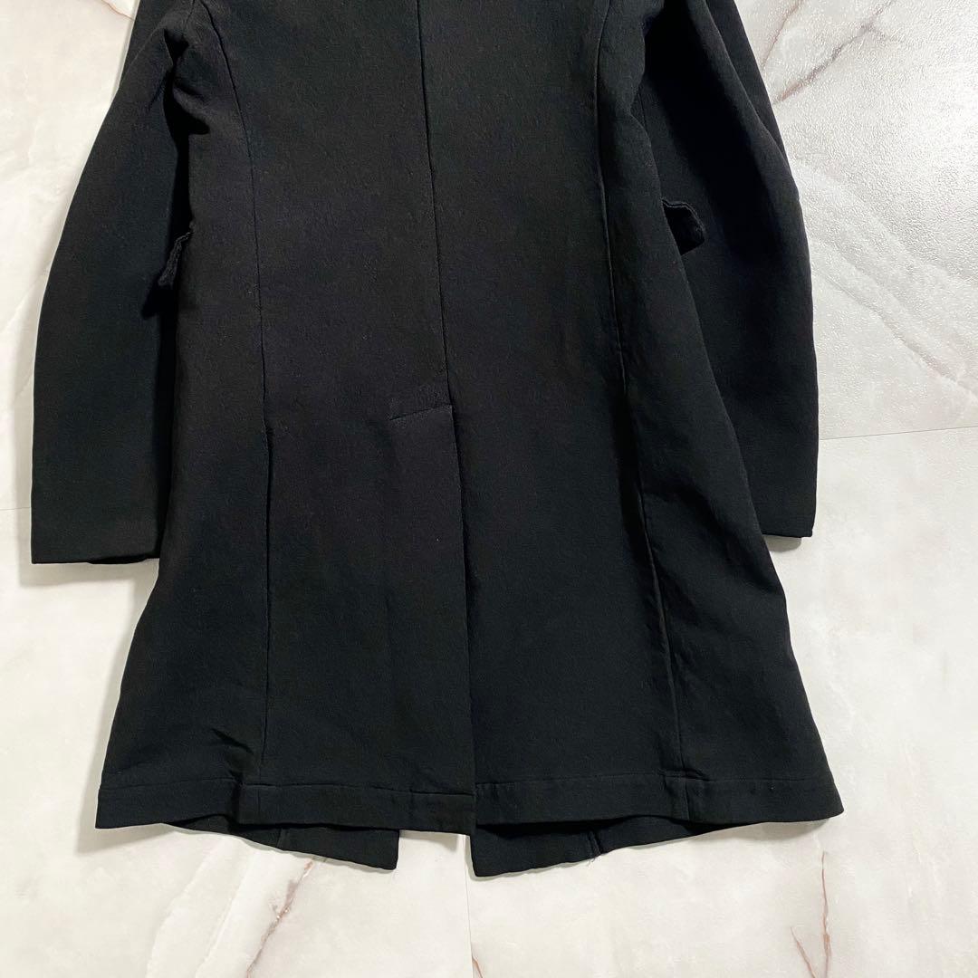 B17881 美品 コムコム 17AW ポリ縮絨ロングジャケット 黒 XS