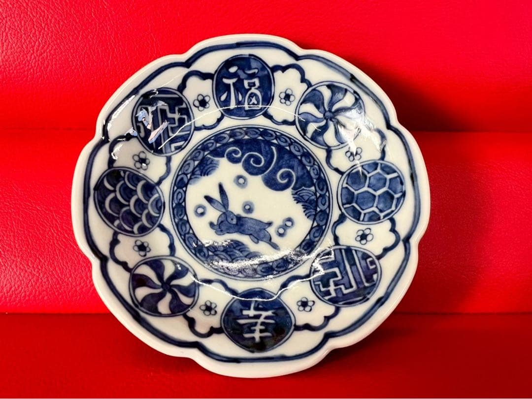 可愛いうさぎ皿10枚組第一陶器 染付兎和皿揃 和光圀