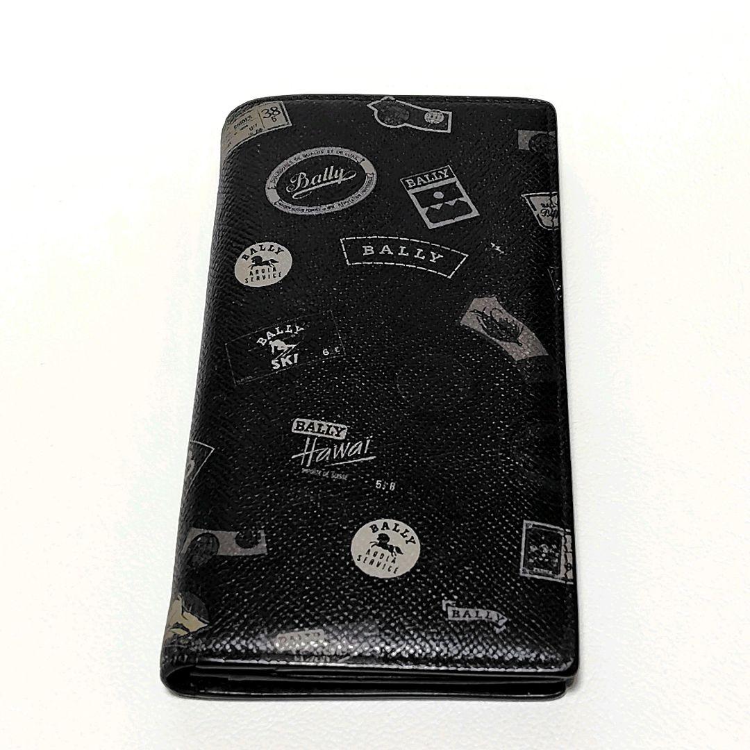 希少✨　BALLY　長財布　黒　レザー　総柄　ロゴ　トレインスポッティング