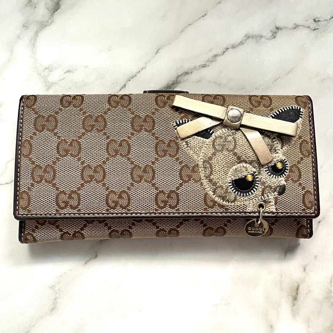 GUCCI GGキャンバス　グッチョリ　チワワ　Wホック　長財布　1010-①