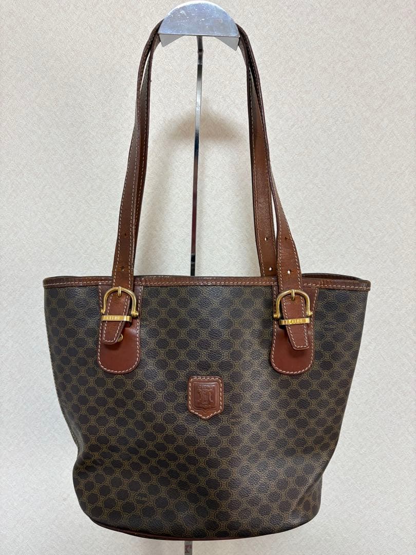 CELINE ブラウンマカダム柄トートバッグ