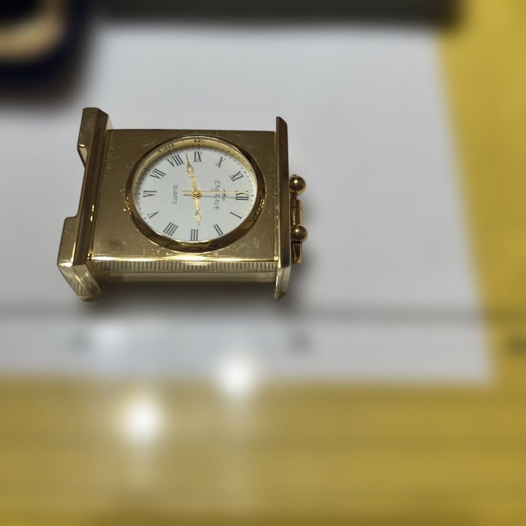 ENGRAVE ゴールドメタル 置時計　(純金メッキ) 140g