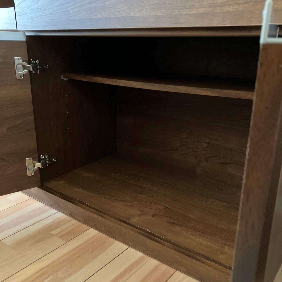 キッチンボード 食器棚 引き出し付き　ダークブラウン