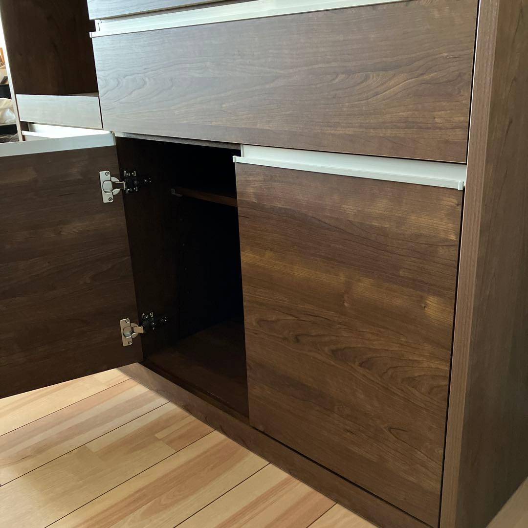 キッチンボード 食器棚 引き出し付き　ダークブラウン