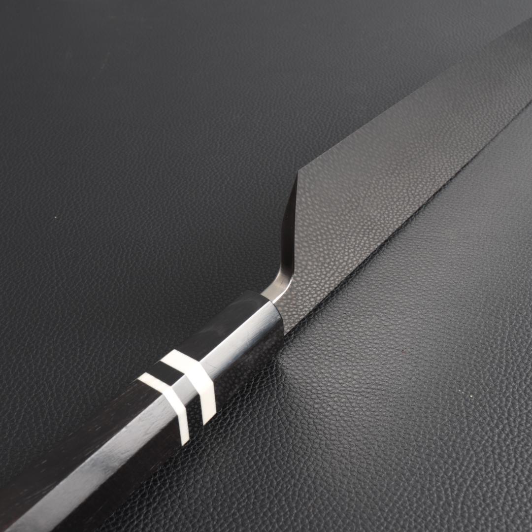 10572 梵静刃物 究極の出刃包丁 尺 刺身包丁 黒檀黒水牛角白三本巻八角柄