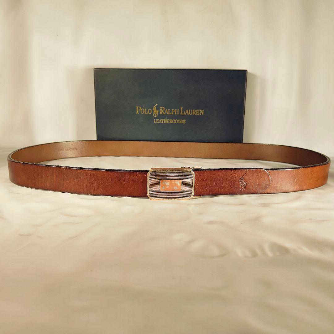 【ヴィンテージ】PRL RALPH LAUREN　高級厚本革ドレスベルト　正規品
