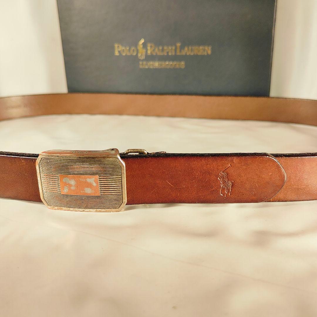 【ヴィンテージ】PRL RALPH LAUREN　高級厚本革ドレスベルト　正規品